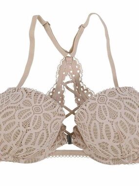 Victoria's Secret Front Close Lined Demi Dream Angels Bra Light Tan Beige 38dd